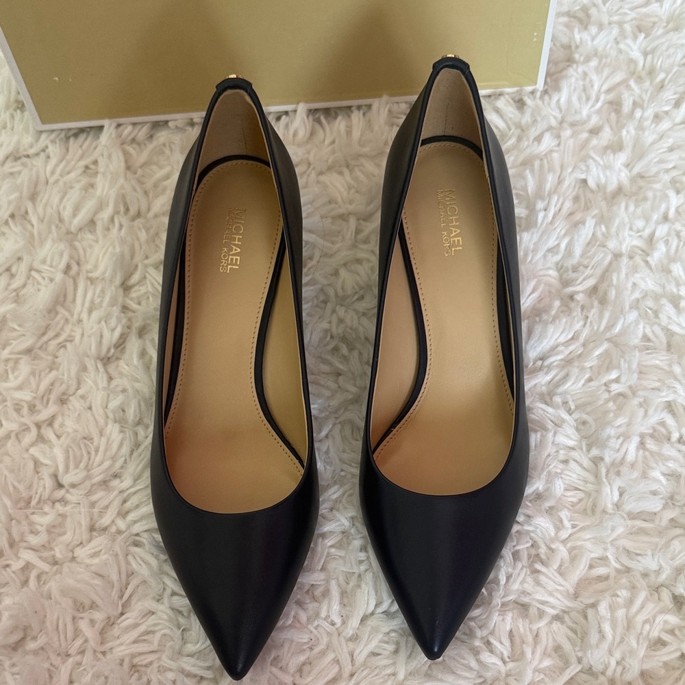 Michael Kors Navy Kitten Pointed Toe Heels